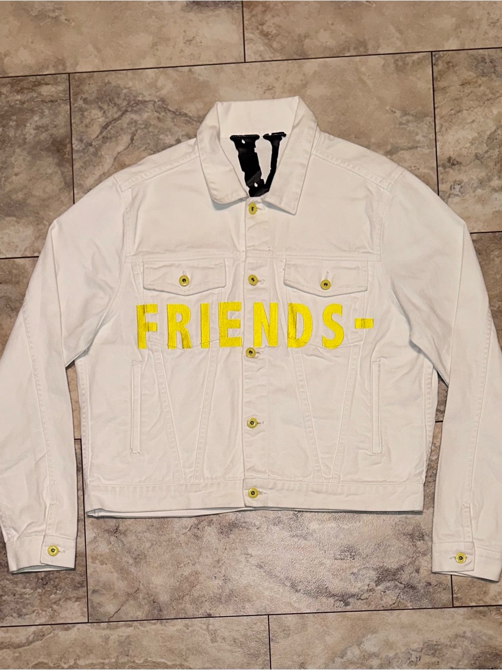 1/1 VLONE Friends Sample White Denim Jacket Yellow V 1 Of 1 Size XL